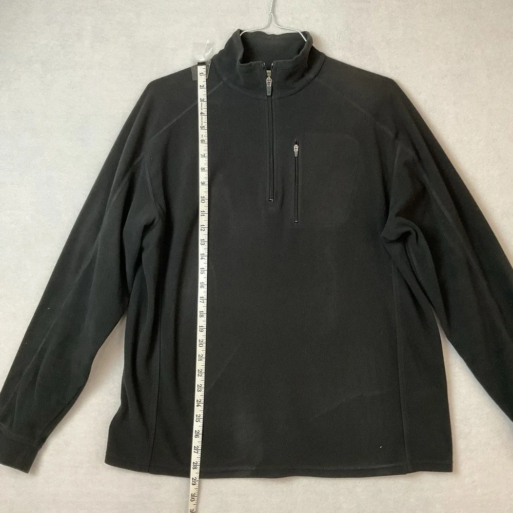 L L Bean 1/4 Zip Pullover Mens L Black Fleece Zipper Chest‎ Pocket Long Sleeves